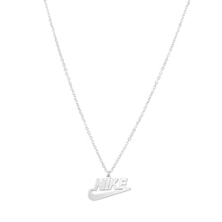 Swoosh Spellout Necklace Silver - RetroRings