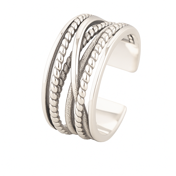 Retro Silver Wrapped Band Ring-RetroRings