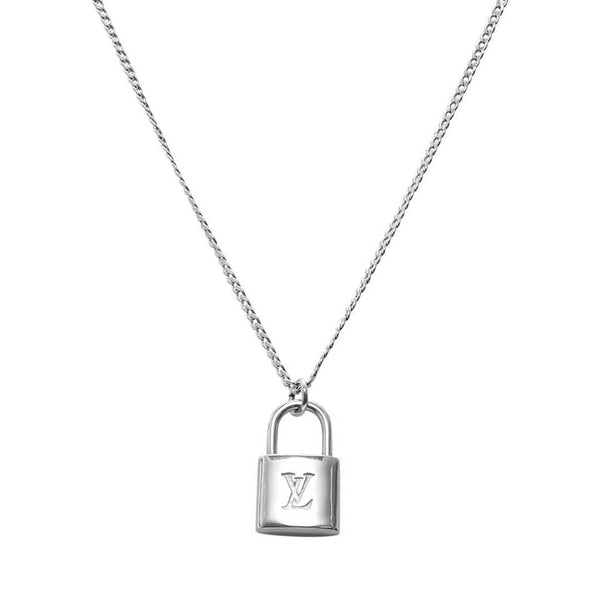 LV Padlock Necklace Silver-RetroRings
