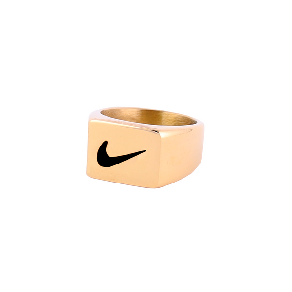 Swoosh Square Ring Gold-RetroRings