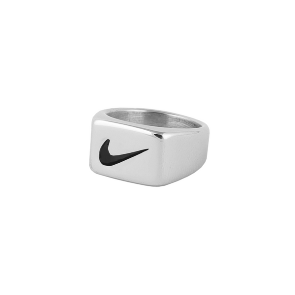 Swoosh Square Ring Silver-RetroRings