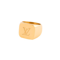 Louis Vuitton Signet LV Logo Ring - Size 10